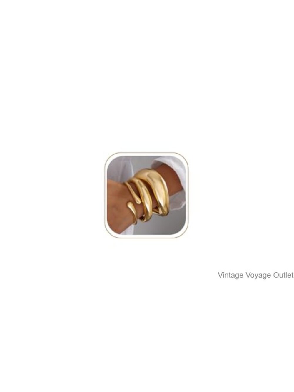 14k Gold Plated Chunky Bangle Bracelet Set for Women Stackable Cuff